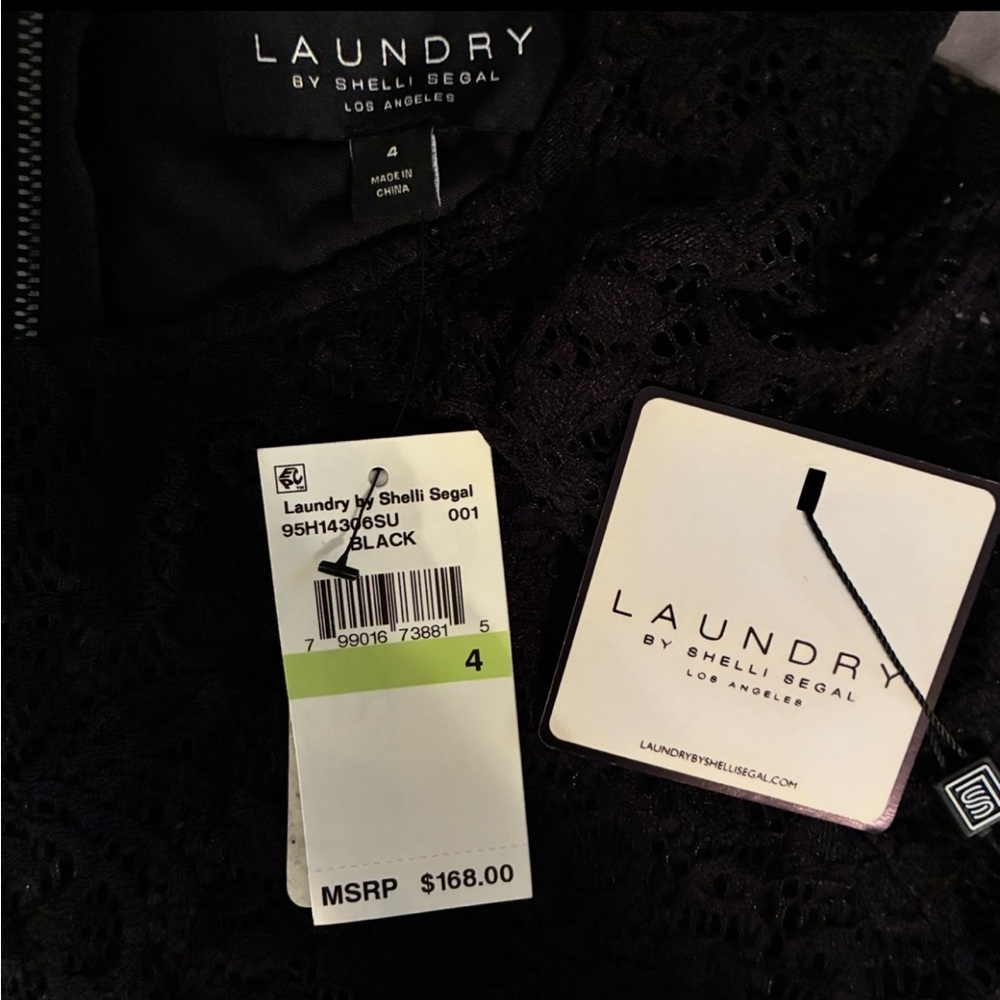 NWT LAUNDRY BY SHELLI SEGAL BLACK LACE SHEATH DRESS SIZE 4 - Picture 10 of 11
